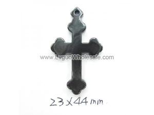 Hematite Cross Pendant 23x44mm